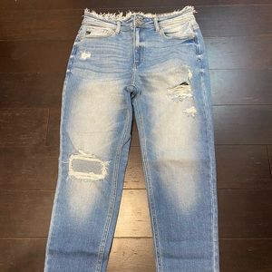 KanCan Straight Fit Denim with some distressing on front